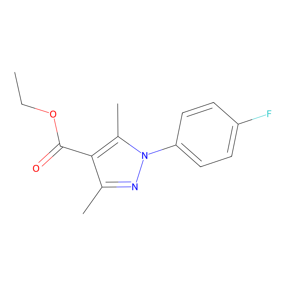 ethyl 1-(4-fluorophenyl)-3,5-dimethyl-1H-pyrazole-4-carboxylate molecular structure, CAS 477710-46-6