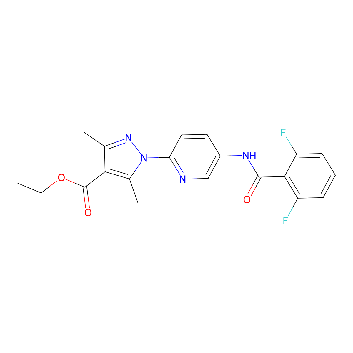ethyl 1-{5-[(2,6-difluorobenzoyl)amino]-2-pyridinyl}-3,5-dimethyl-1H-pyrazole-4-carboxylate molecular structure, CAS 477710-47-7