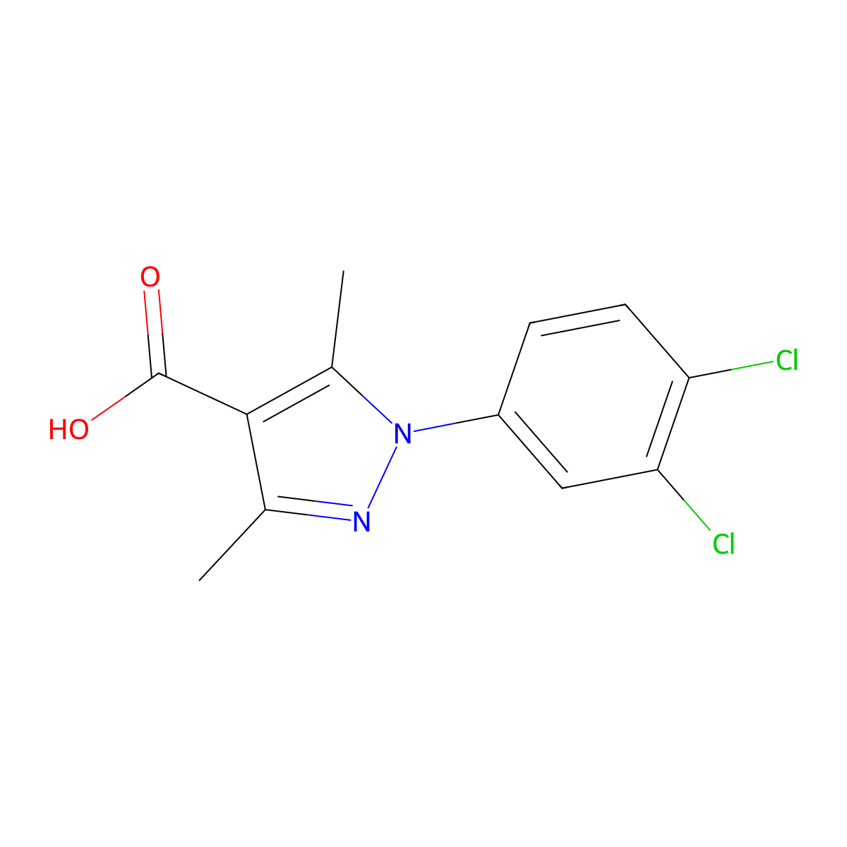 1-(3,4-dichlorophenyl)-3,5-dimethyl-1H-pyrazole-4-carboxylic acid molecular structure, CAS 477710-54-6
