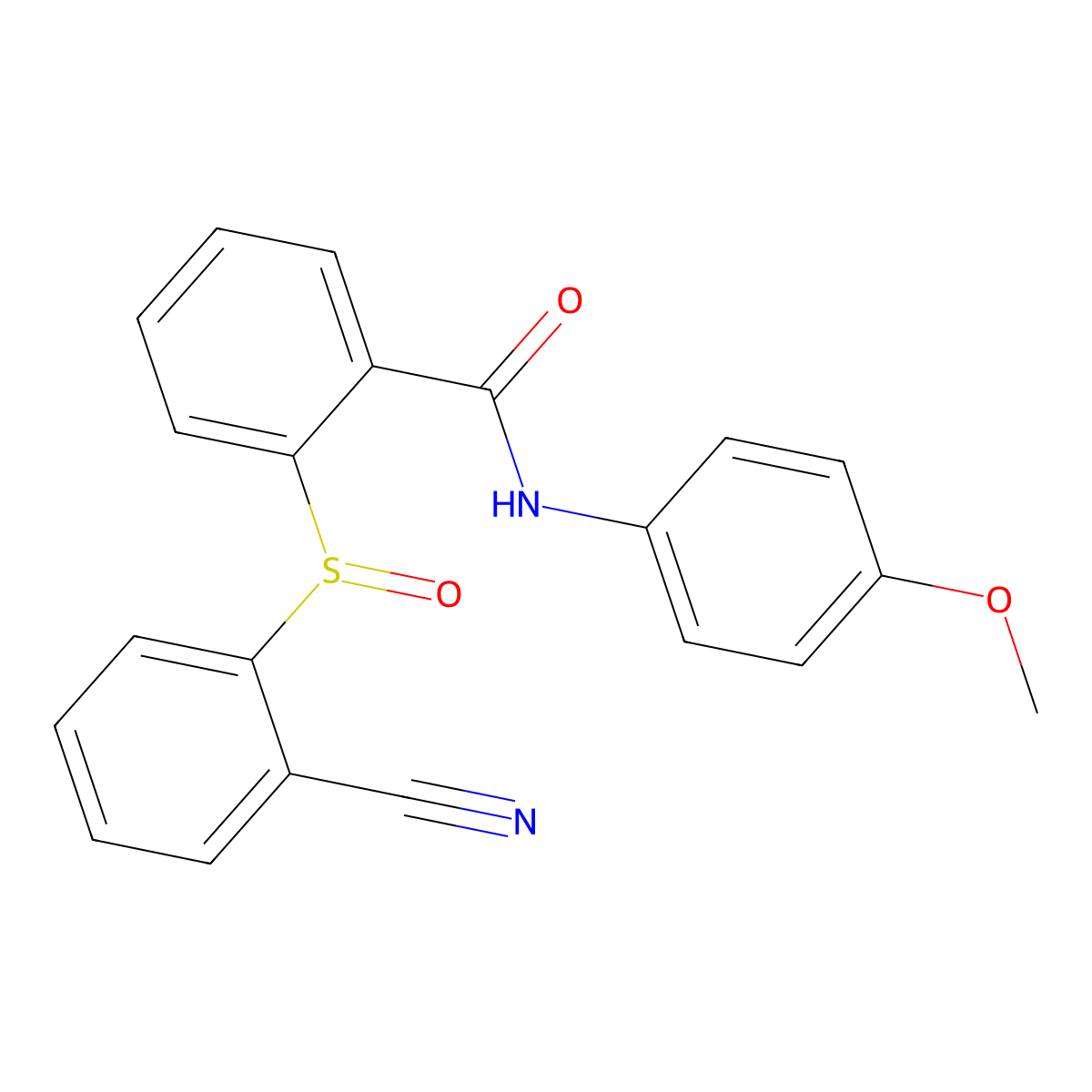 2-[(2-cyanophenyl)sulfinyl]-N-(4-methoxyphenyl)benzenecarboxamide molecular structure, CAS 477710-67-1