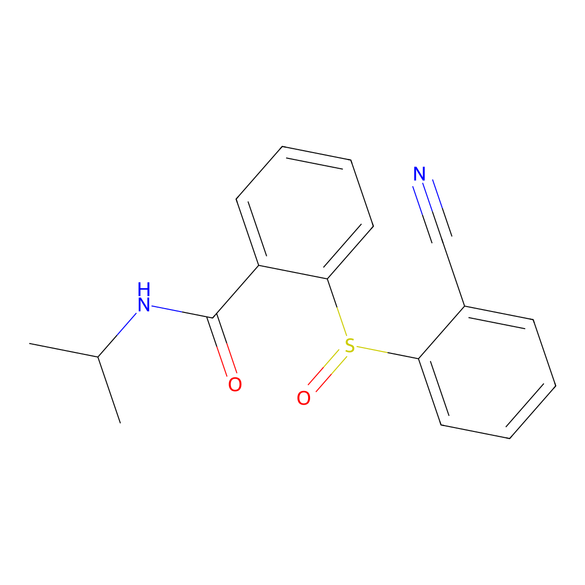 2-((2-Cyanophenyl)sulfinyl)-N-isopropylbenzenecarboxamide molecular structure, CAS 477710-71-7