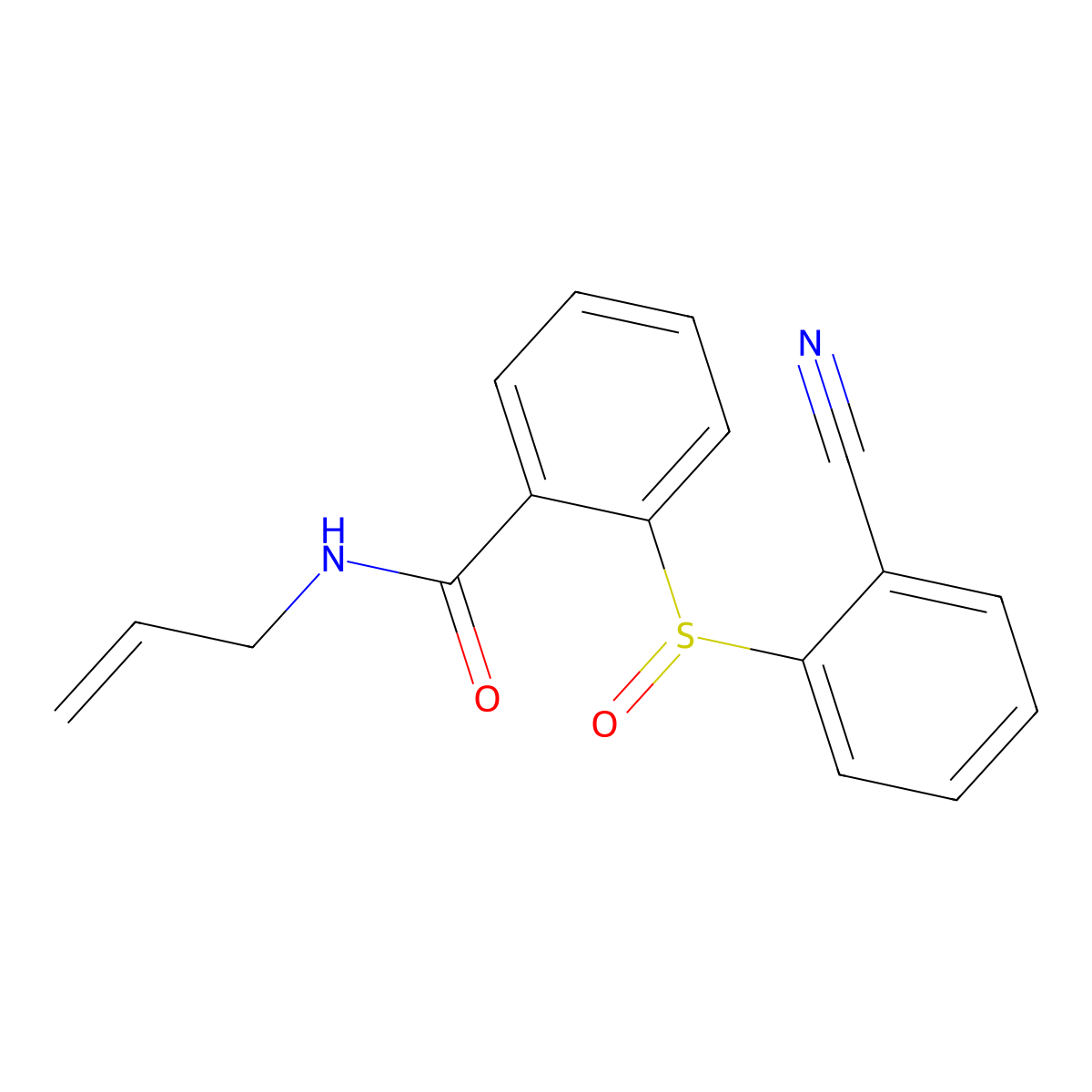 N-Allyl-2-((2-cyanophenyl)sulfinyl)benzenecarboxamide molecular structure, CAS 477710-72-8