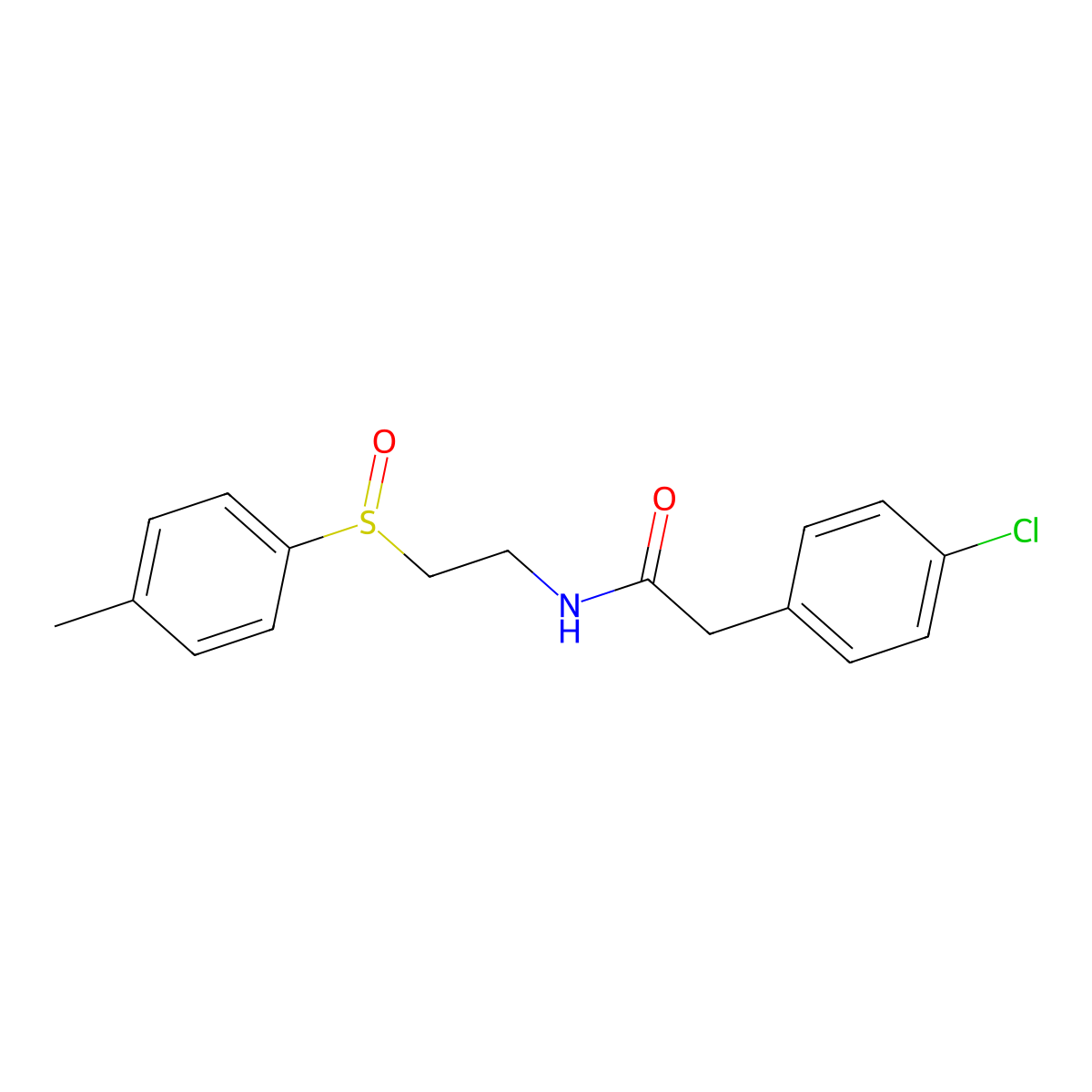 2-(4-Chlorophenyl)-N-(2-((4-methylphenyl)sulfinyl)ethyl)acetamide molecular structure, CAS 477710-73-9