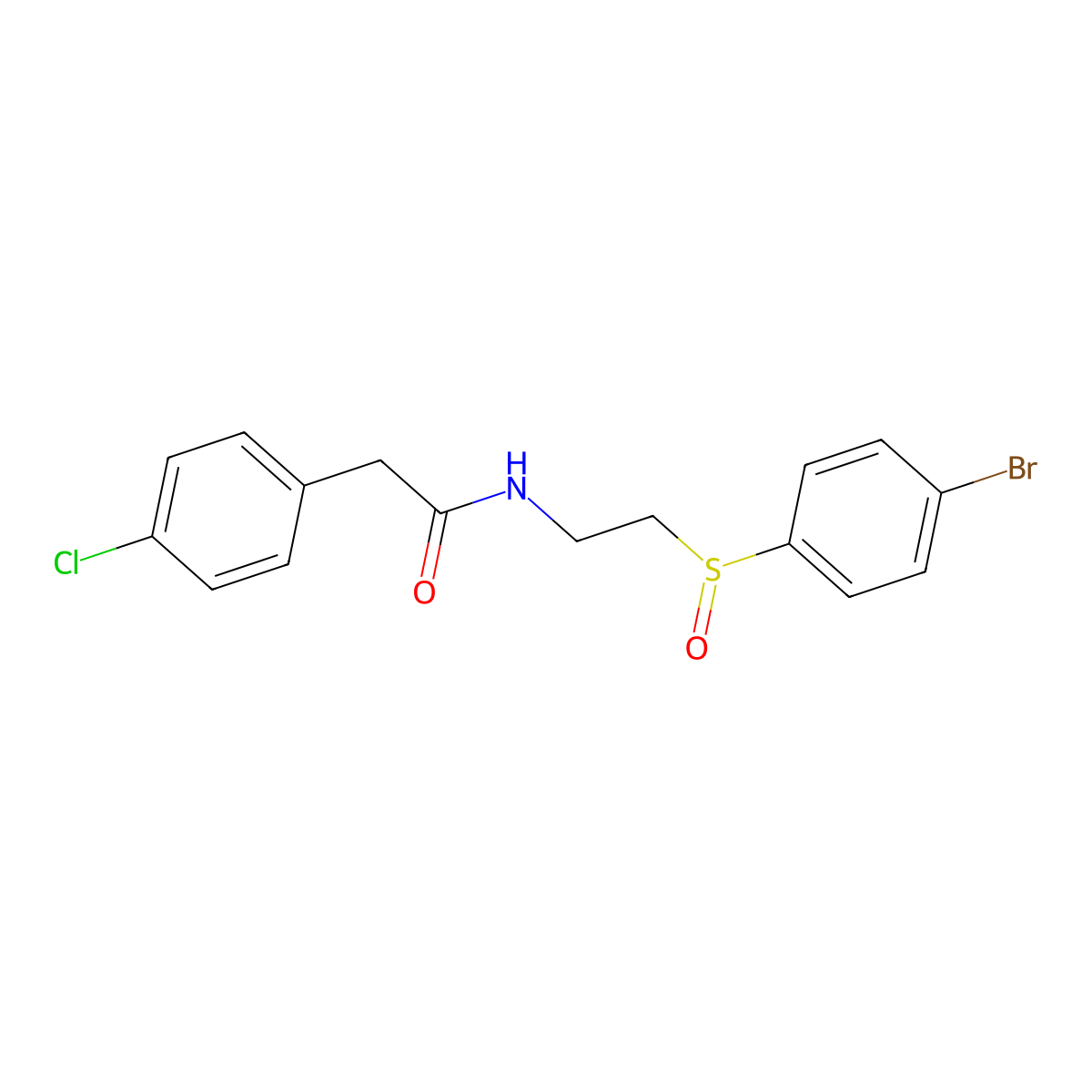 N-(2-((4-Bromophenyl)sulfinyl)ethyl)-2-(4-chlorophenyl)acetamide molecular structure, CAS 477710-80-8
