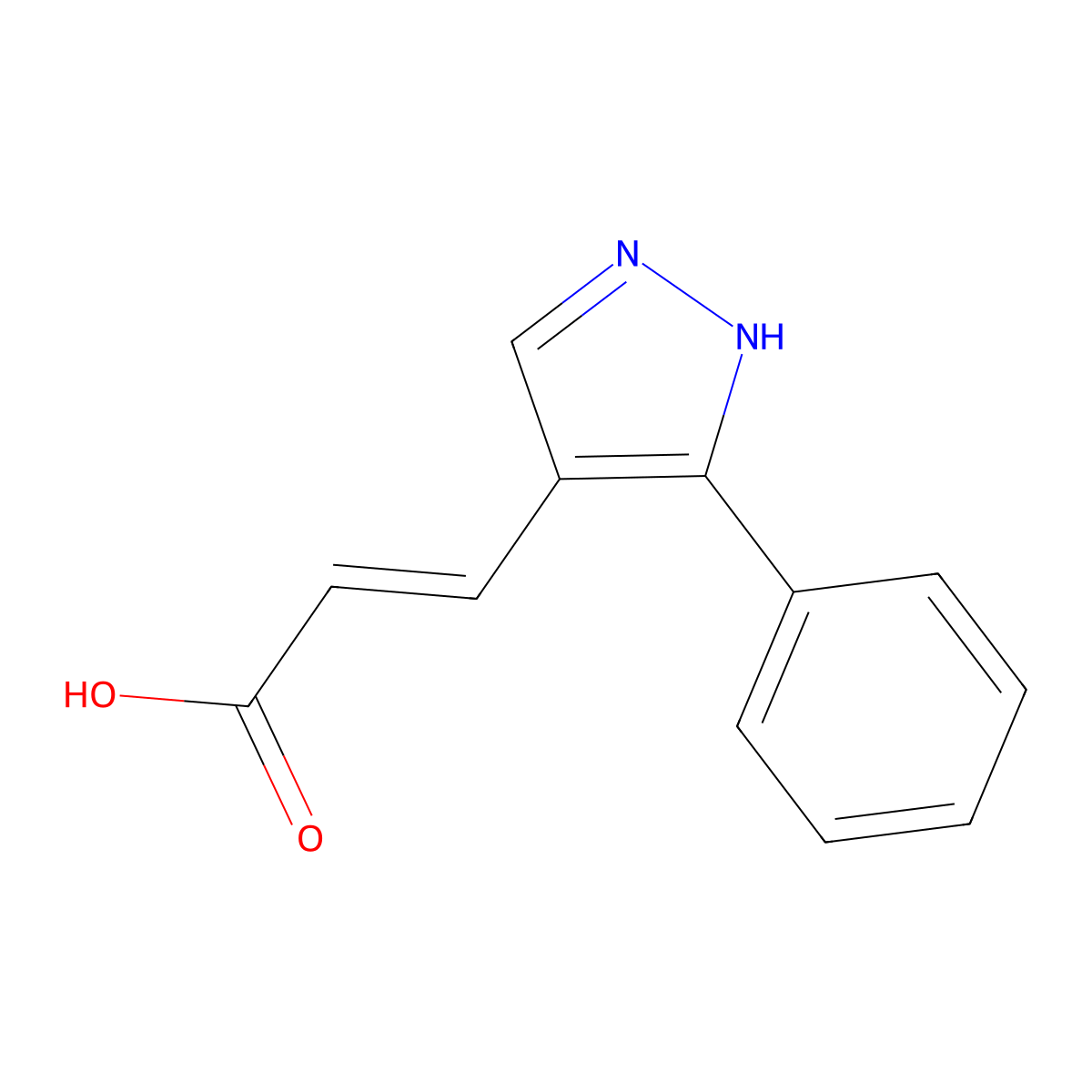 3-(5-phenyl-1H-pyrazol-4-yl)prop-2-enoic acid molecular structure, CAS 477710-88-6
