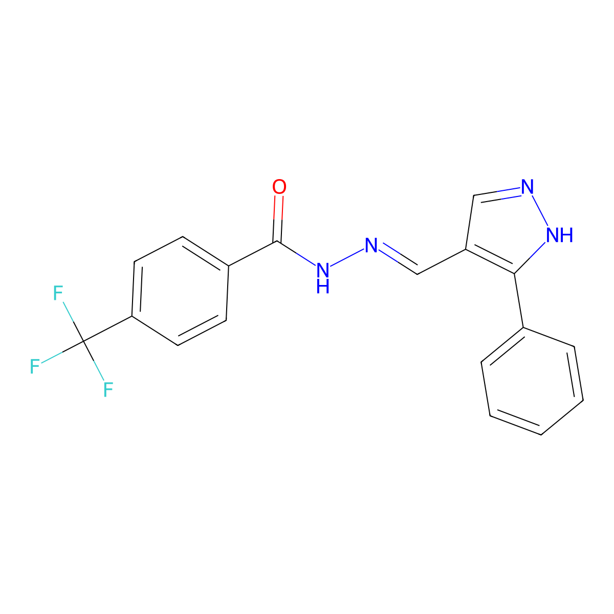 N'-[(E)-(3-phenyl-1H-pyrazol-4-yl)methylidene]-4-(trifluoromethyl)benzenecarbohydrazide molecular structure, CAS 477710-90-0