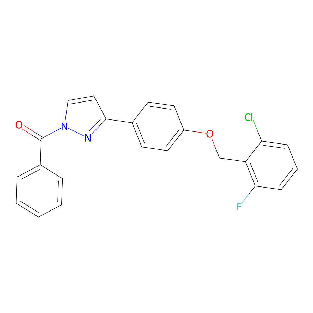 (3-{4-[(2-chloro-6-fluorobenzyl)oxy]phenyl}-1H-pyrazol-1-yl)(phenyl)methanone molecular structure, CAS 477711-03-8