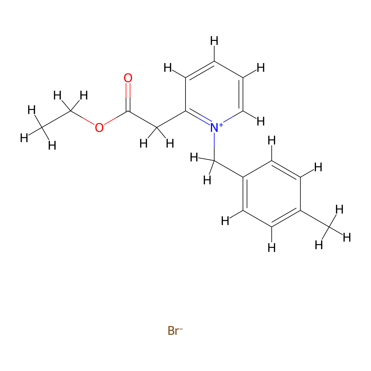 2-(2-Ethoxy-2-oxoethyl)-1-(4-methylbenzyl)pyridinium bromide molecular structure, CAS 477711-05-0
