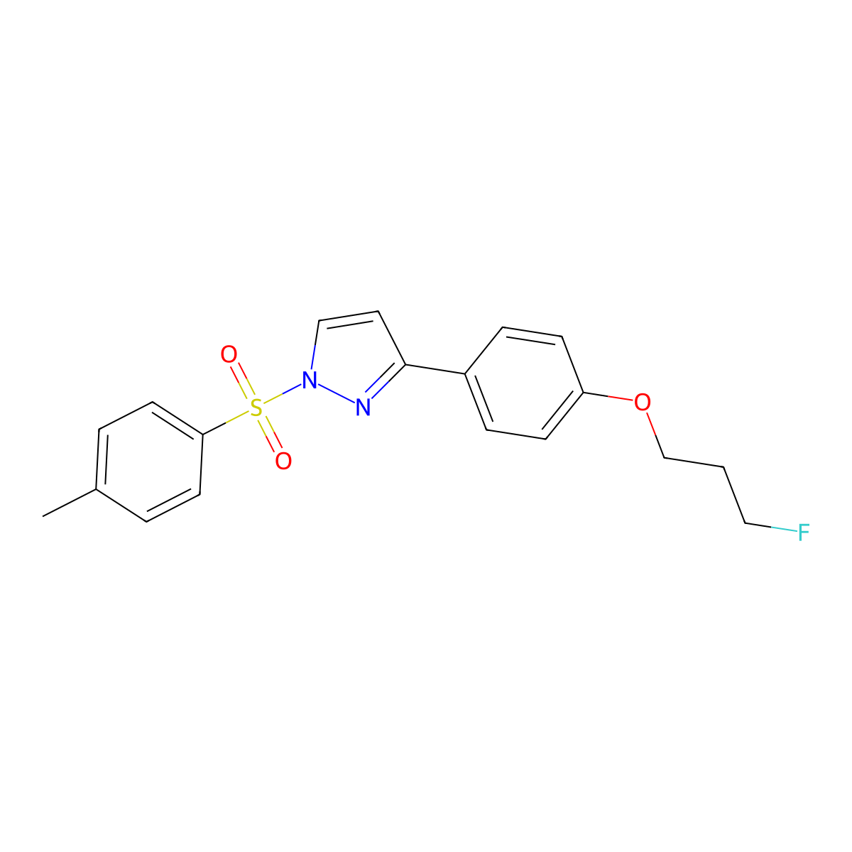 3-fluoropropyl 4-{1-[(4-methylphenyl)sulfonyl]-1H-pyrazol-3-yl}phenyl ether molecular structure, CAS 477711-10-7