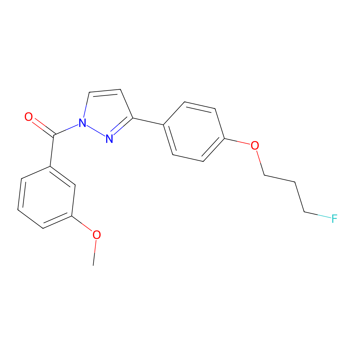 {3-[4-(3-fluoropropoxy)phenyl]-1H-pyrazol-1-yl}(3-methoxyphenyl)methanone molecular structure, CAS 477711-11-8