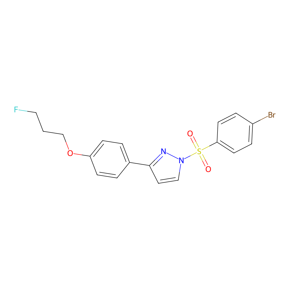 1-[(4-bromophenyl)sulfonyl]-3-[4-(3-fluoropropoxy)phenyl]-1H-pyrazole molecular structure, CAS 477711-13-0