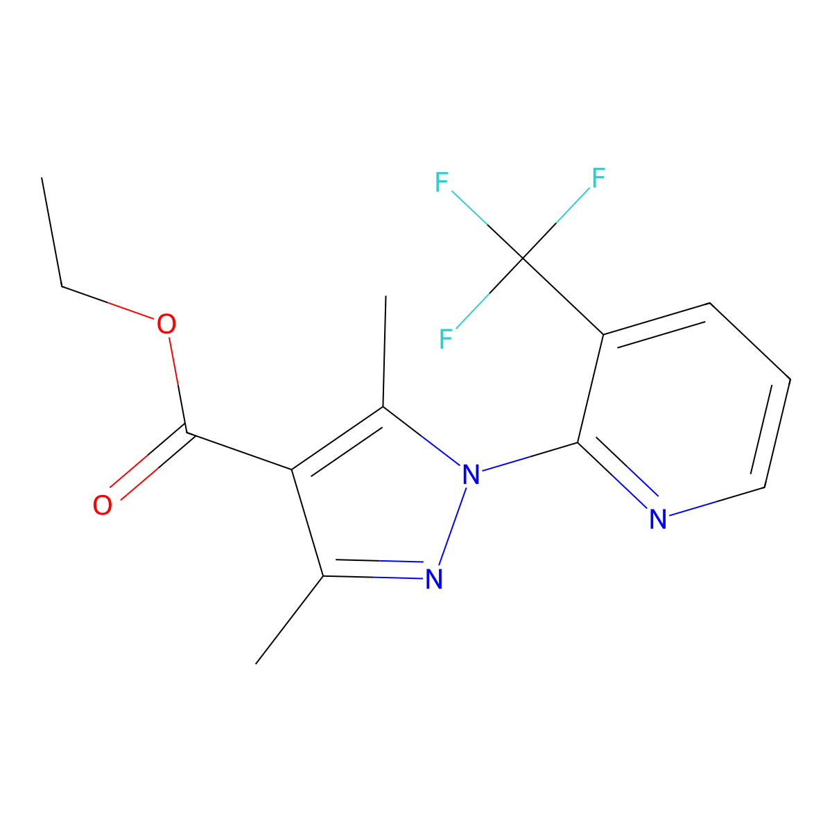 ethyl 3,5-dimethyl-1-[3-(trifluoromethyl)-2-pyridinyl]-1H-pyrazole-4-carboxylate molecular structure, CAS 477711-15-2