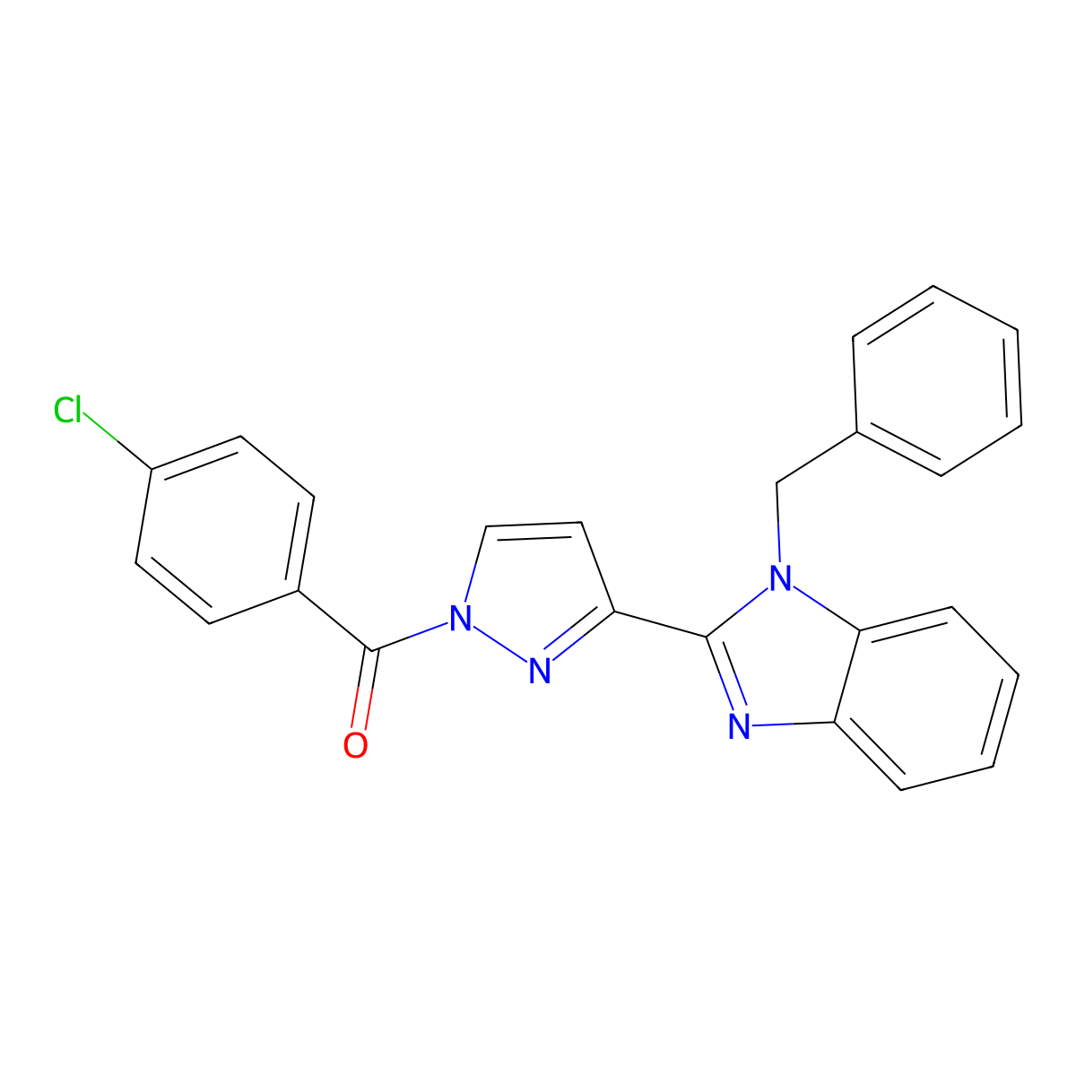 [3-(1-benzyl-1H-1,3-benzimidazol-2-yl)-1H-pyrazol-1-yl](4-chlorophenyl)methanone molecular structure, CAS 477711-18-5