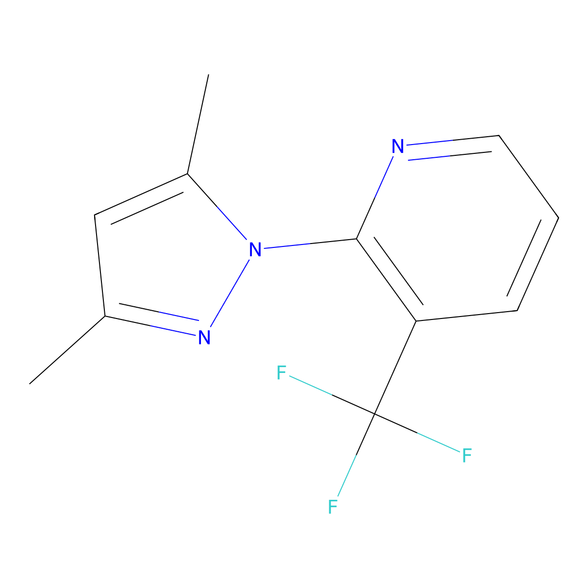 2-(3,5-dimethyl-1H-pyrazol-1-yl)-3-(trifluoromethyl)pyridine molecular structure, CAS 477711-20-9