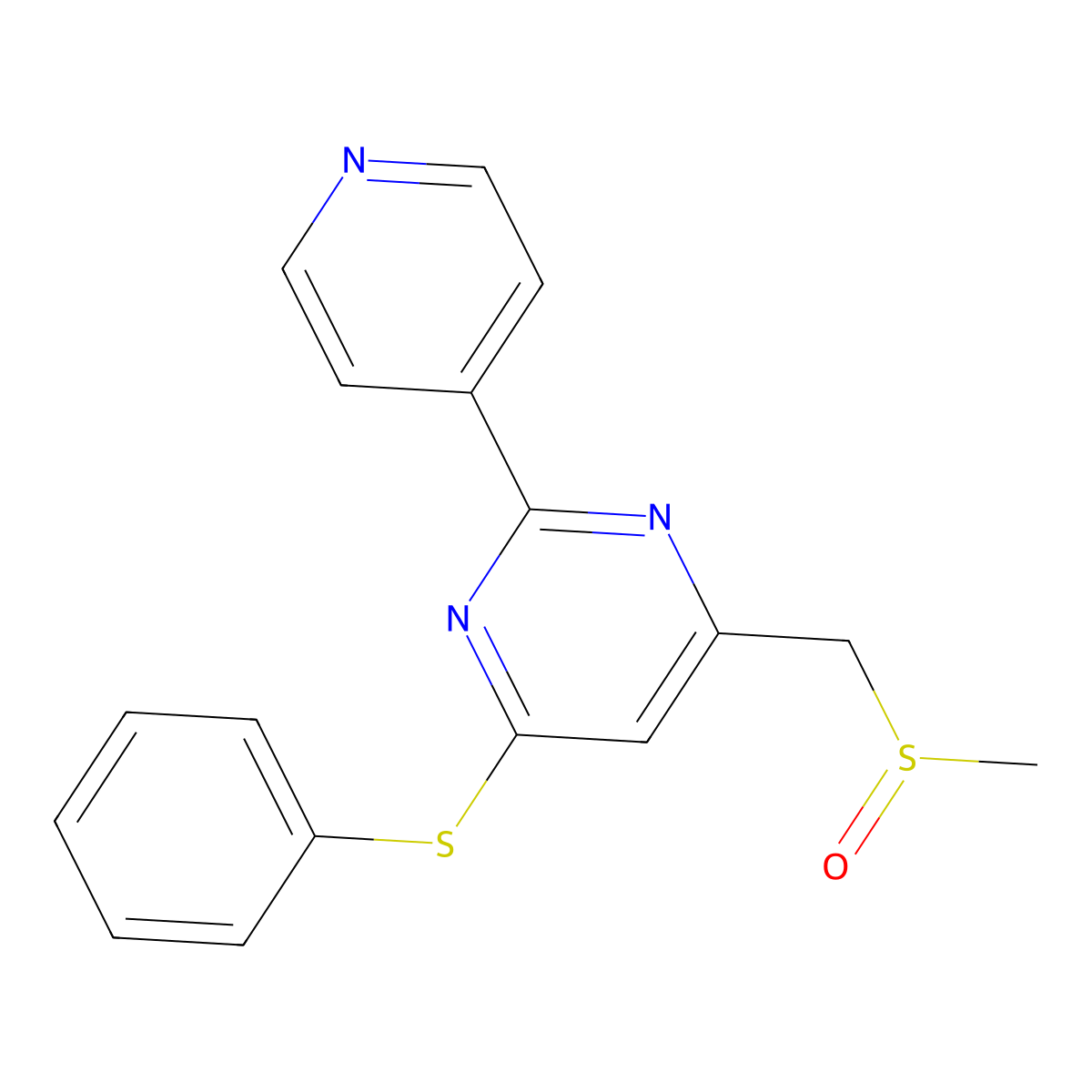 4-((Methylsulfinyl)methyl)-6-(phenylsulfanyl)-2-(4-pyridinyl)pyrimidine molecular structure, CAS 477711-29-8