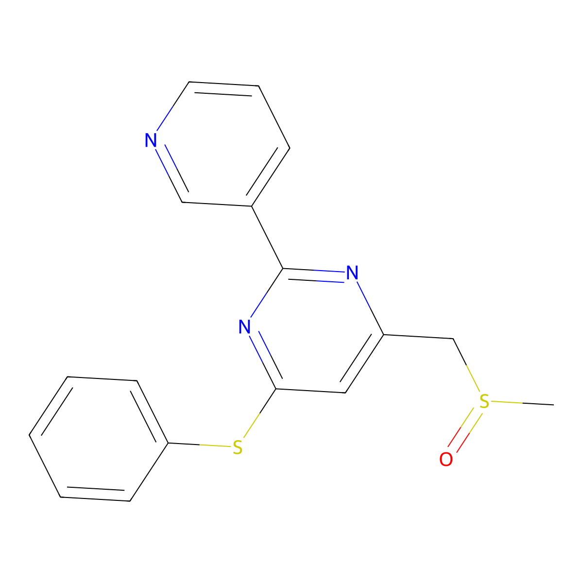 4-((Methylsulfinyl)methyl)-6-(phenylsulfanyl)-2-(3-pyridinyl)pyrimidine molecular structure, CAS 477711-32-3