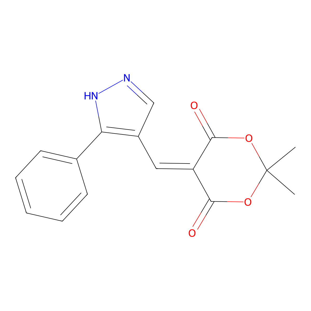 2,2-dimethyl-5-[(3-phenyl-1H-pyrazol-4-yl)methylene]-1,3-dioxane-4,6-dione molecular structure, CAS 477711-33-4