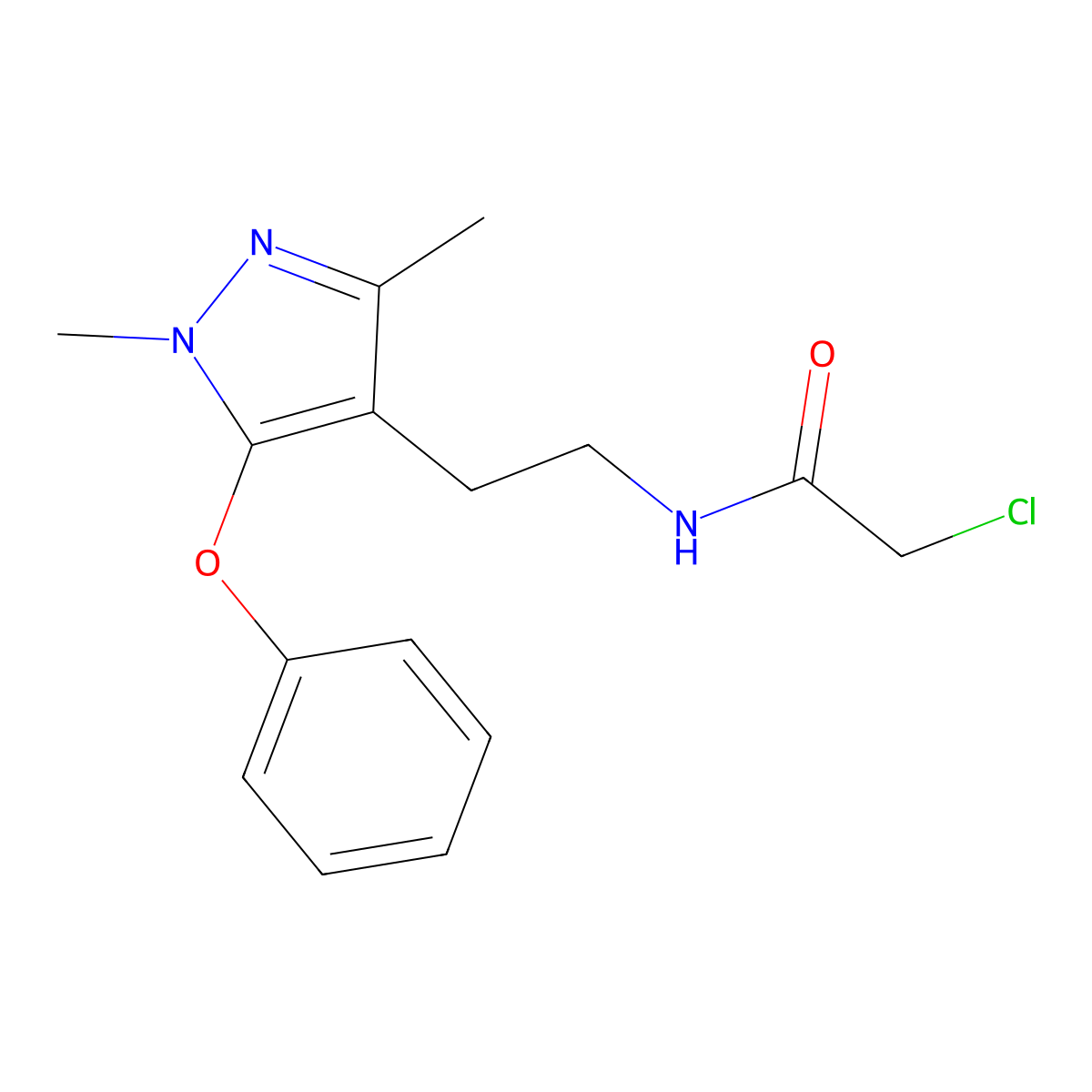 2-chloro-N-[2-(1,3-dimethyl-5-phenoxy-1H-pyrazol-4-yl)ethyl]acetamide molecular structure, CAS 477711-44-7