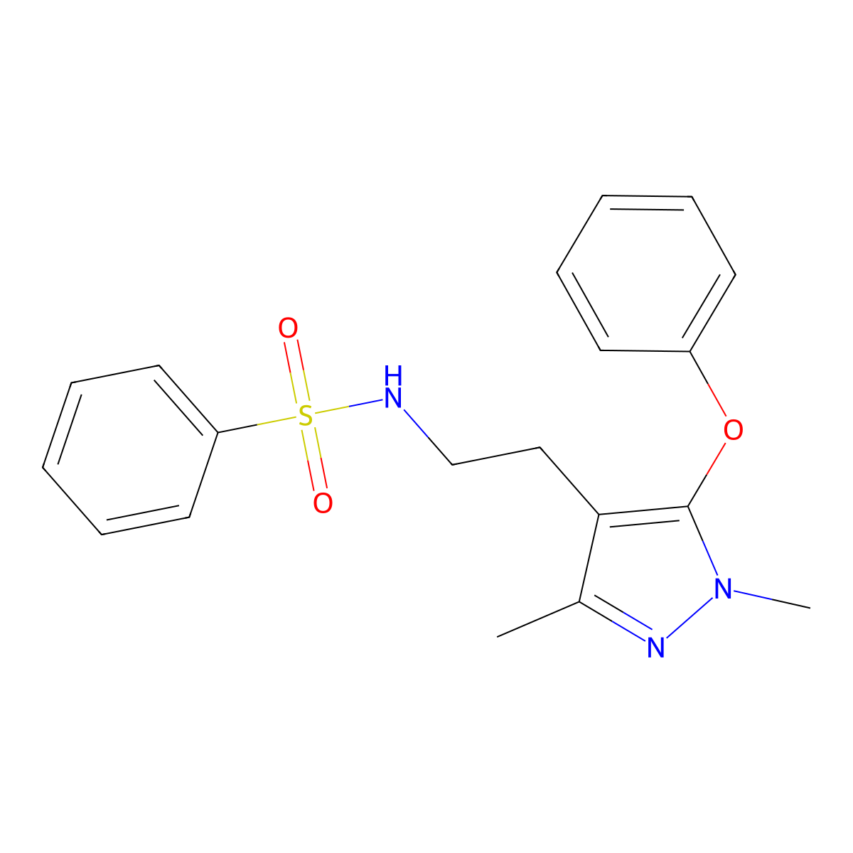 N-[2-(1,3-dimethyl-5-phenoxy-1H-pyrazol-4-yl)ethyl]benzenesulfonamide molecular structure, CAS 477711-46-9