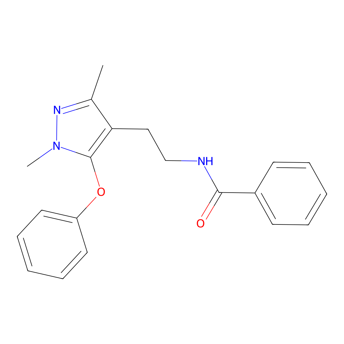 N-[2-(1,3-dimethyl-5-phenoxy-1H-pyrazol-4-yl)ethyl]benzenecarboxamide molecular structure, CAS 477711-48-1