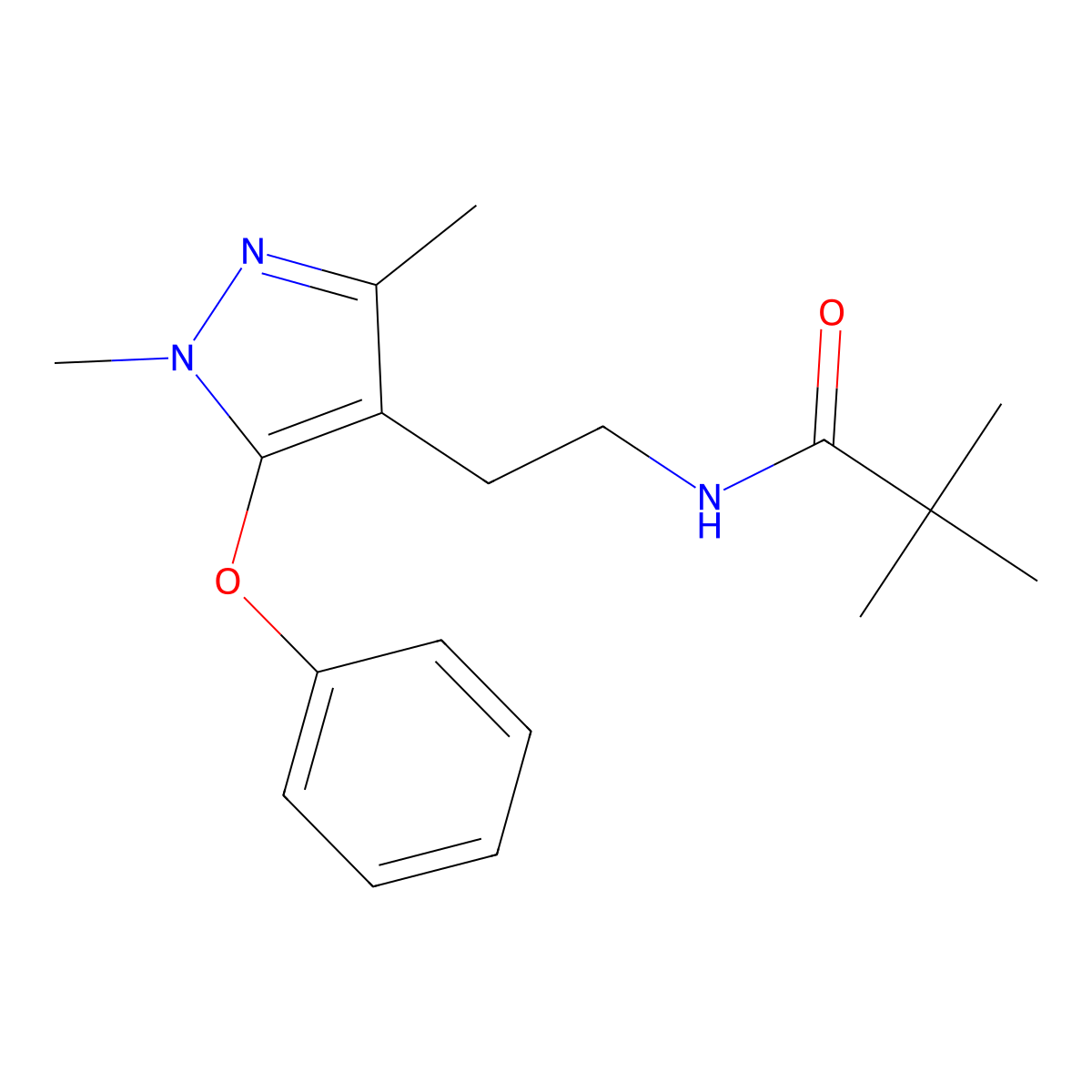 N-[2-(1,3-dimethyl-5-phenoxy-1H-pyrazol-4-yl)ethyl]-2,2-dimethylpropanamide molecular structure, CAS 477711-50-5