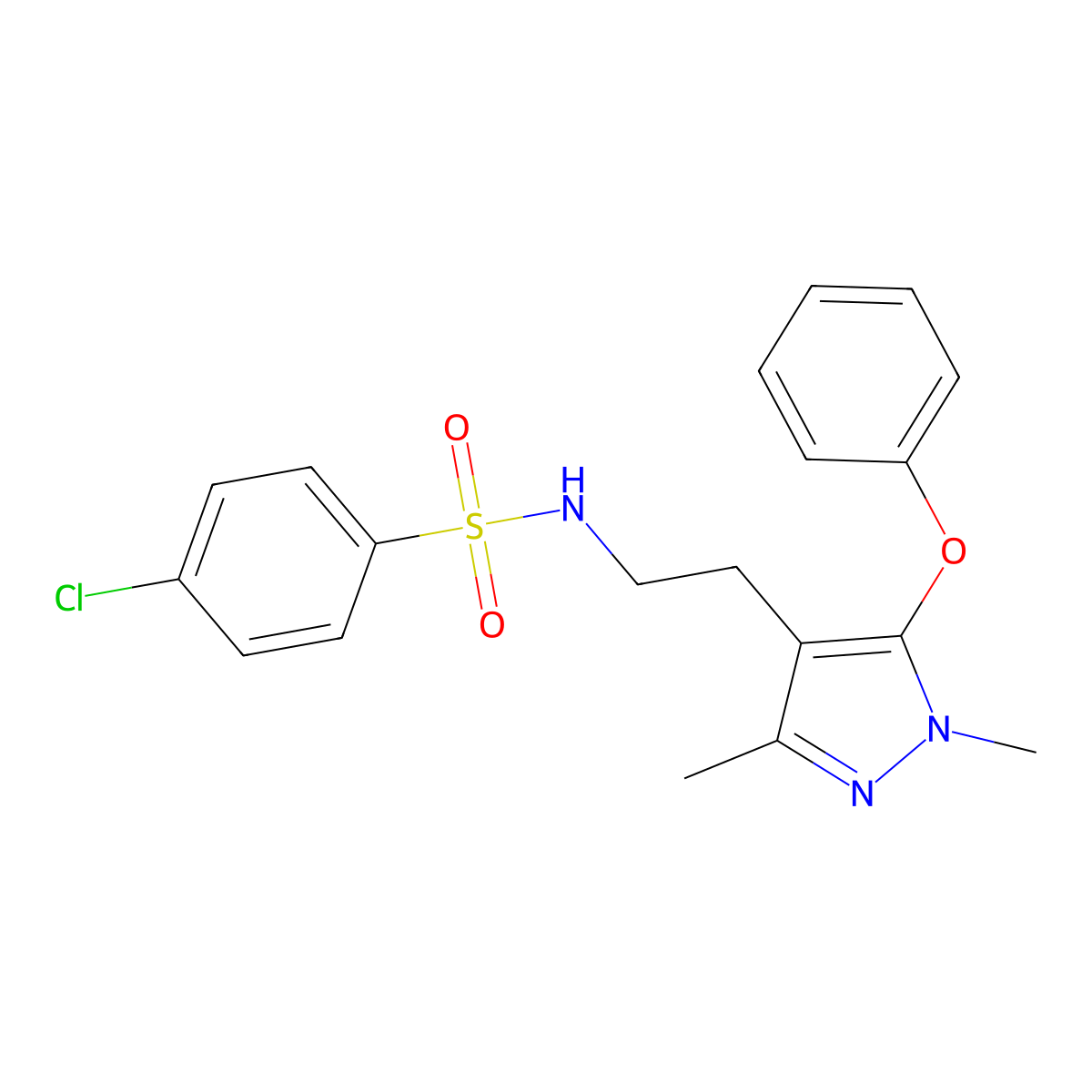 4-chloro-N-[2-(1,3-dimethyl-5-phenoxy-1H-pyrazol-4-yl)ethyl]benzenesulfonamide molecular structure, CAS 477711-52-7