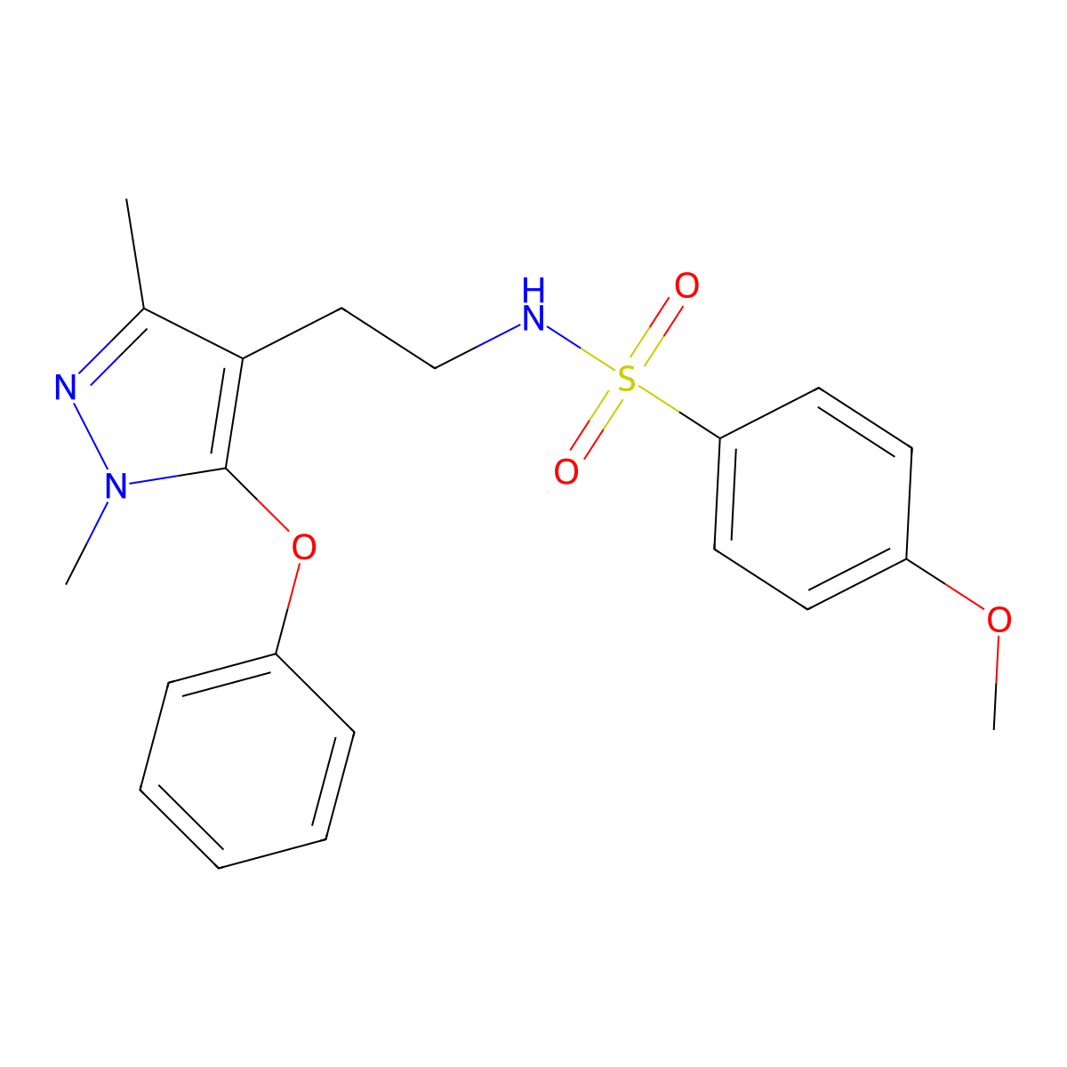 N-[2-(1,3-dimethyl-5-phenoxy-1H-pyrazol-4-yl)ethyl]-4-methoxybenzenesulfonamide molecular structure, CAS 477711-53-8
