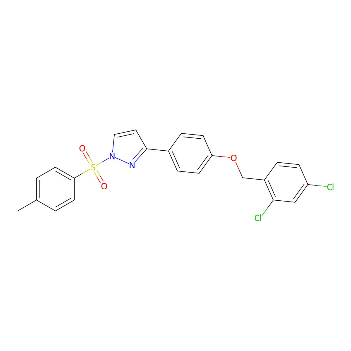 3-{4-[(2,4-dichlorobenzyl)oxy]phenyl}-1-[(4-methylphenyl)sulfonyl]-1H-pyrazole molecular structure, CAS 477711-59-4