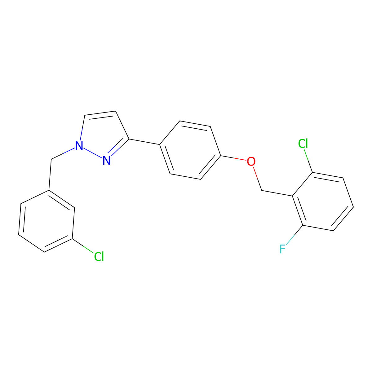 1-(3-chlorobenzyl)-3-{4-[(2-chloro-6-fluorobenzyl)oxy]phenyl}-1H-pyrazole molecular structure, CAS 477711-61-8