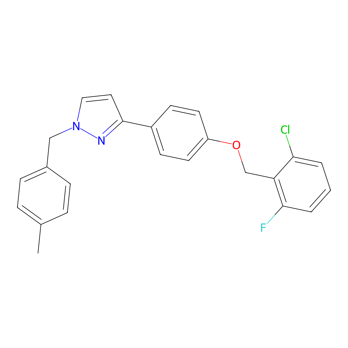 3-{4-[(2-chloro-6-fluorobenzyl)oxy]phenyl}-1-(4-methylbenzyl)-1H-pyrazole molecular structure, CAS 477711-63-0