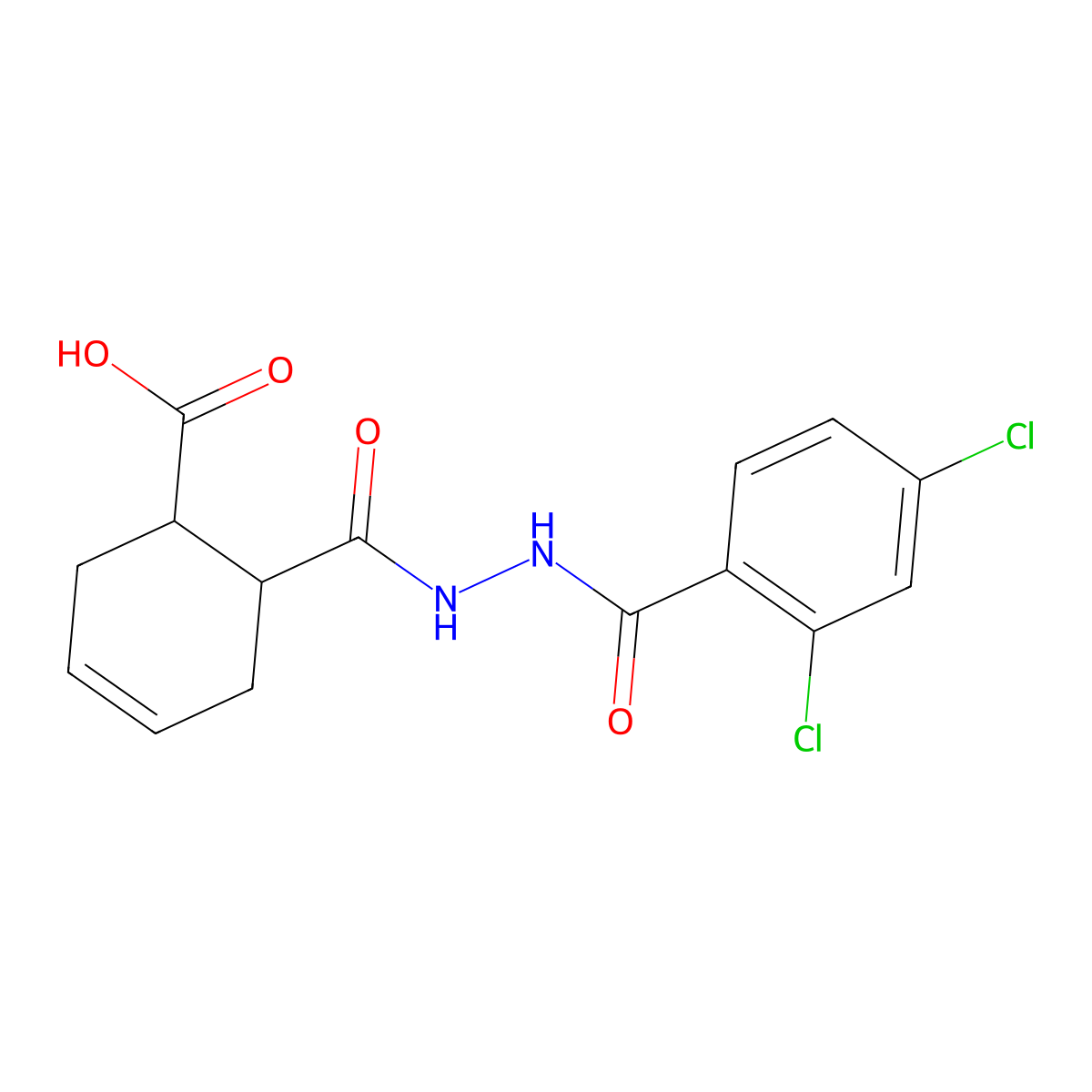(1R,6S)-6-{[2-(2,4-dichlorobenzoyl)hydrazino]carbonyl}-3-cyclohexene-1-carboxylic acid molecular structure, CAS 477711-77-6