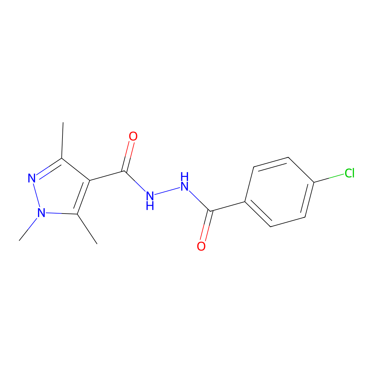 N'-(4-chlorobenzoyl)-1,3,5-trimethyl-1H-pyrazole-4-carbohydrazide molecular structure, CAS 477711-80-1