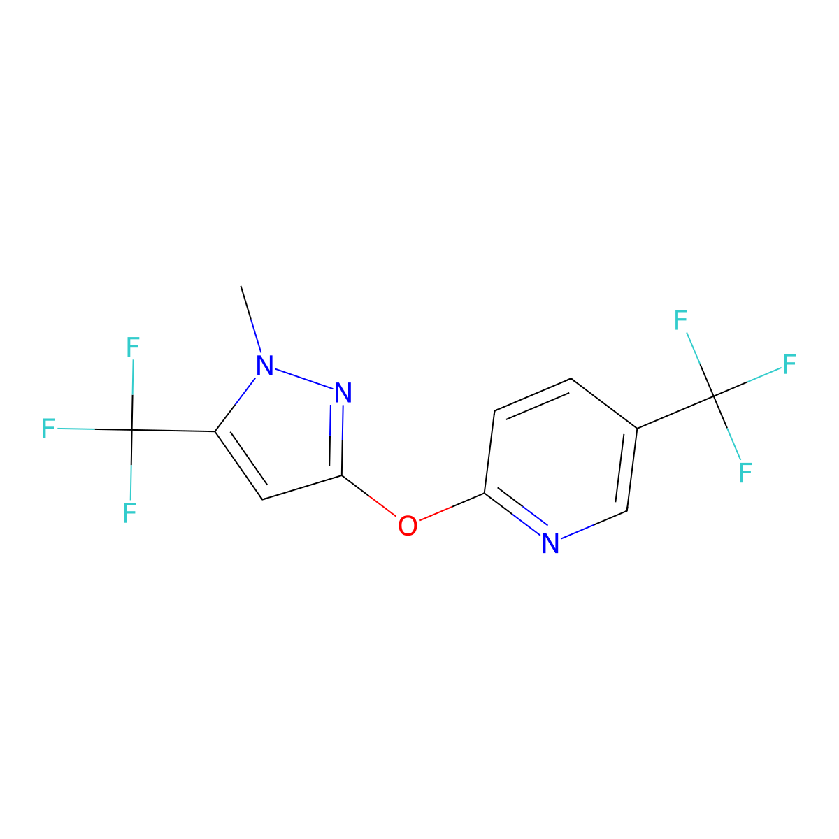 2-{[1-methyl-5-(trifluoromethyl)-1H-pyrazol-3-yl]oxy}-5-(trifluoromethyl)pyridine molecular structure, CAS 477711-82-3