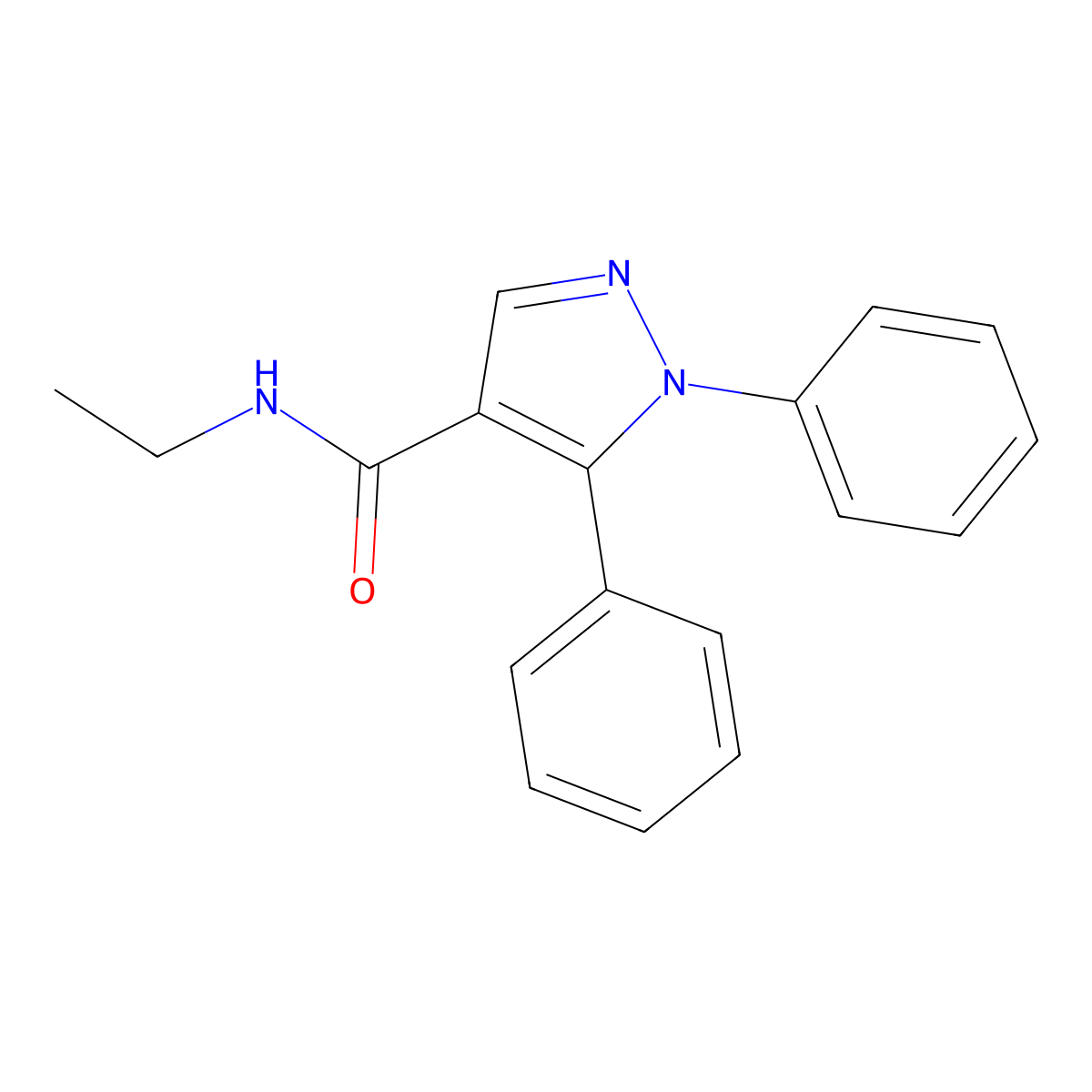 N-ethyl-1,5-diphenyl-1H-pyrazole-4-carboxamide molecular structure, CAS 477711-86-7