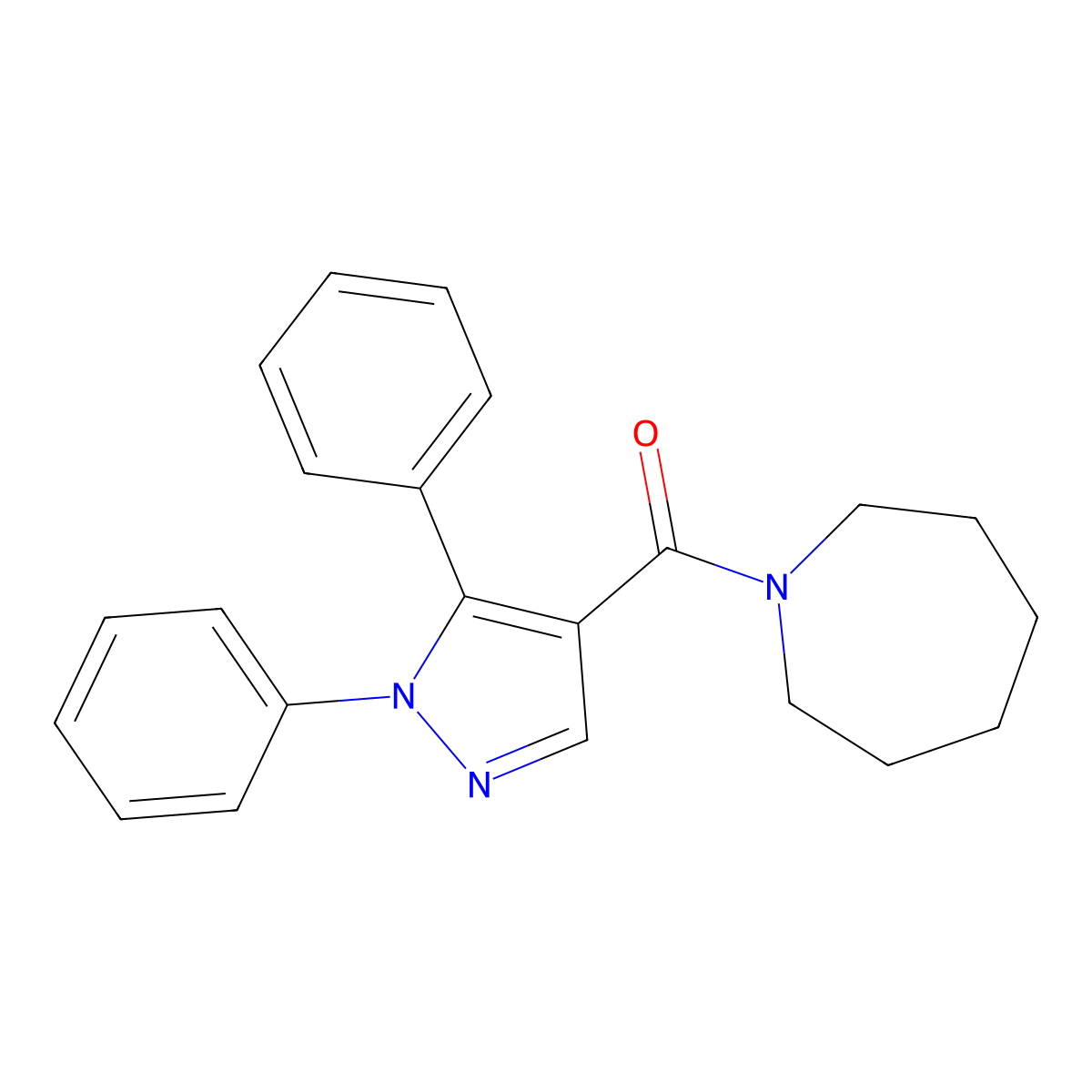 Azepan-1-yl-(1,5-diphenylpyrazol-4-yl)methanone molecular structure, CAS 477711-88-9