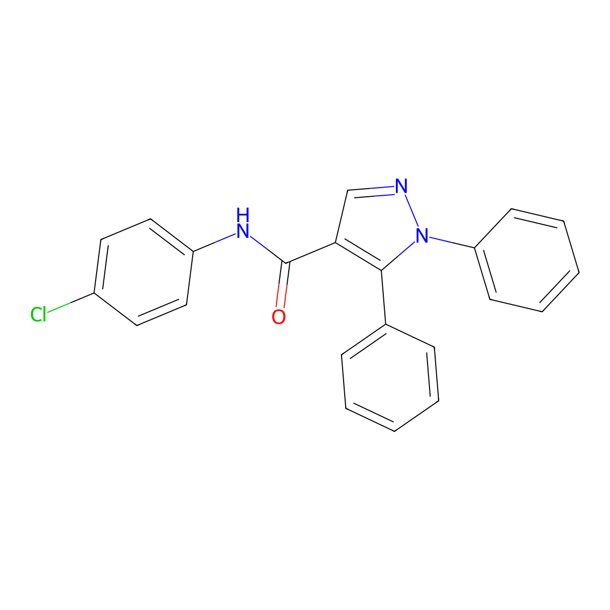 N-(4-chlorophenyl)-1,5-diphenyl-1H-pyrazole-4-carboxamide molecular structure, CAS 477711-89-0
