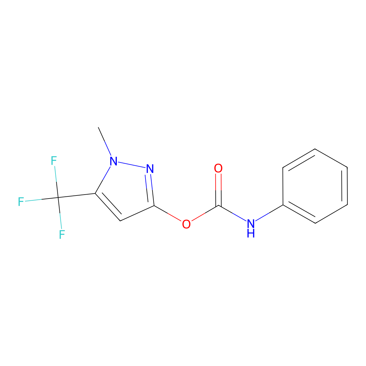 1-methyl-5-(trifluoromethyl)-1H-pyrazol-3-yl N-phenylcarbamate molecular structure, CAS 477711-96-9