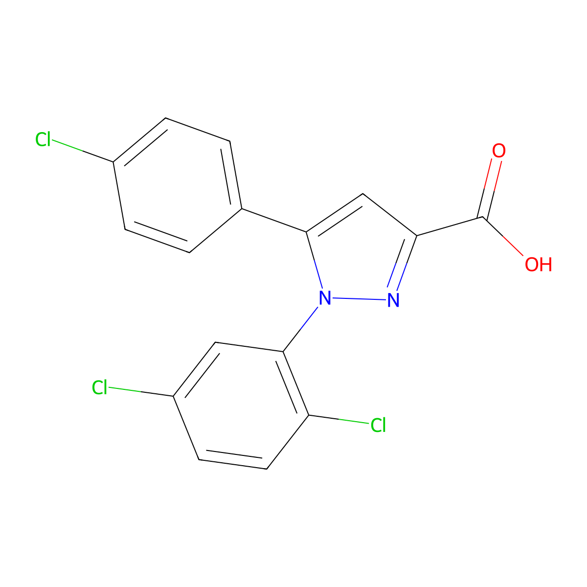 5-(4-chlorophenyl)-1-(2,5-dichlorophenyl)-1H-pyrazole-3-carboxylic acid molecular structure, CAS 477712-00-8
