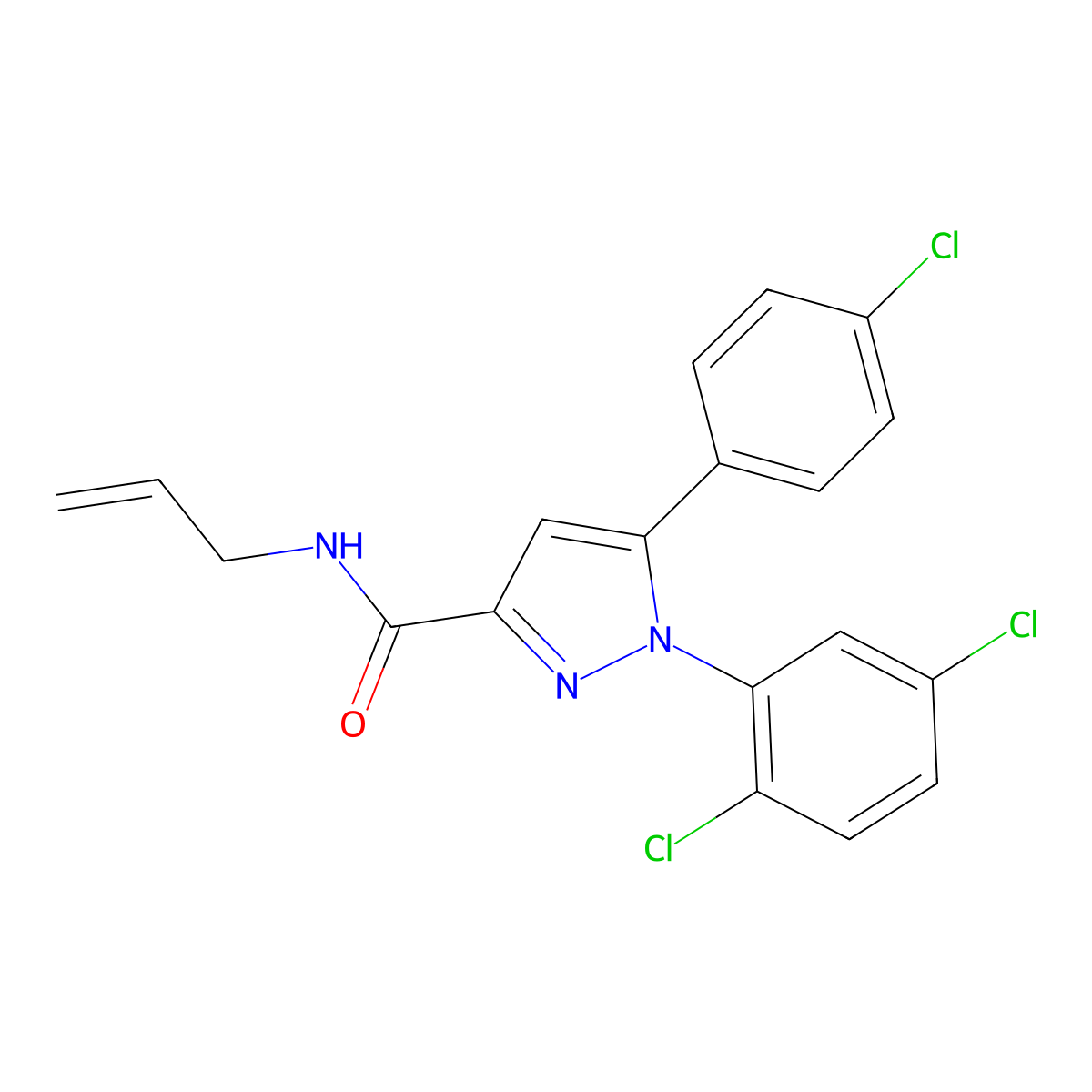 N-allyl-5-(4-chlorophenyl)-1-(2,5-dichlorophenyl)-1H-pyrazole-3-carboxamide molecular structure, CAS 477712-09-7