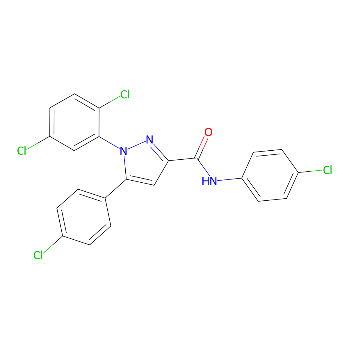 N,5-bis(4-chlorophenyl)-1-(2,5-dichlorophenyl)-1H-pyrazole-3-carboxamide molecular structure, CAS 477712-10-0