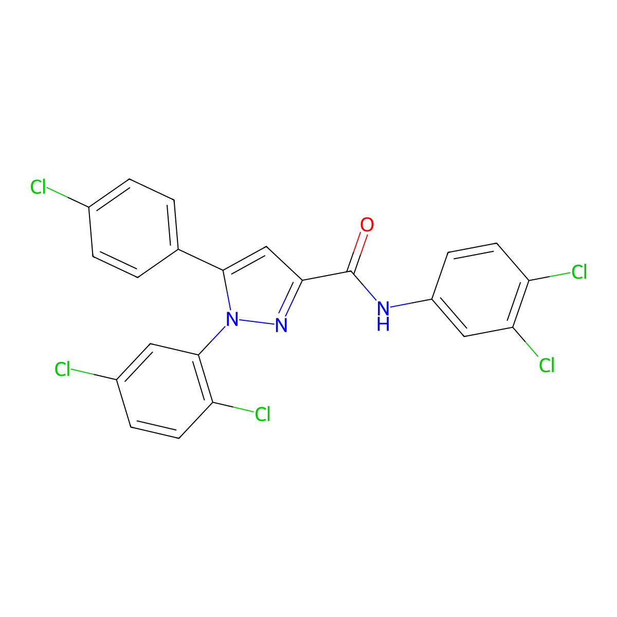5-(4-chlorophenyl)-1-(2,5-dichlorophenyl)-N-(3,4-dichlorophenyl)-1H-pyrazole-3-carboxamide molecular structure, CAS 477712-11-1