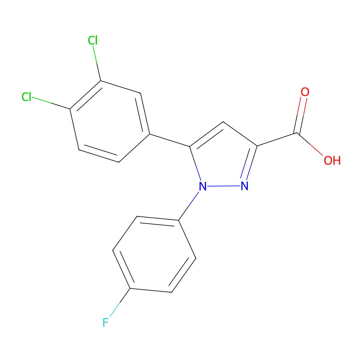 5-(3,4-dichlorophenyl)-1-(4-fluorophenyl)-1H-pyrazole-3-carboxylic acid molecular structure, CAS 477712-33-7