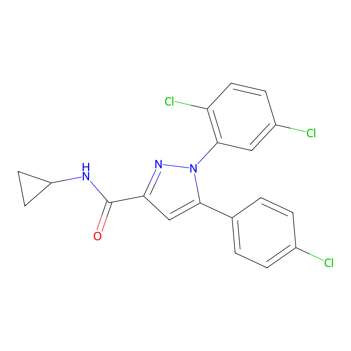 5-(4-chlorophenyl)-N-cyclopropyl-1-(2,5-dichlorophenyl)-1H-pyrazole-3-carboxamide molecular structure, CAS 477712-36-0