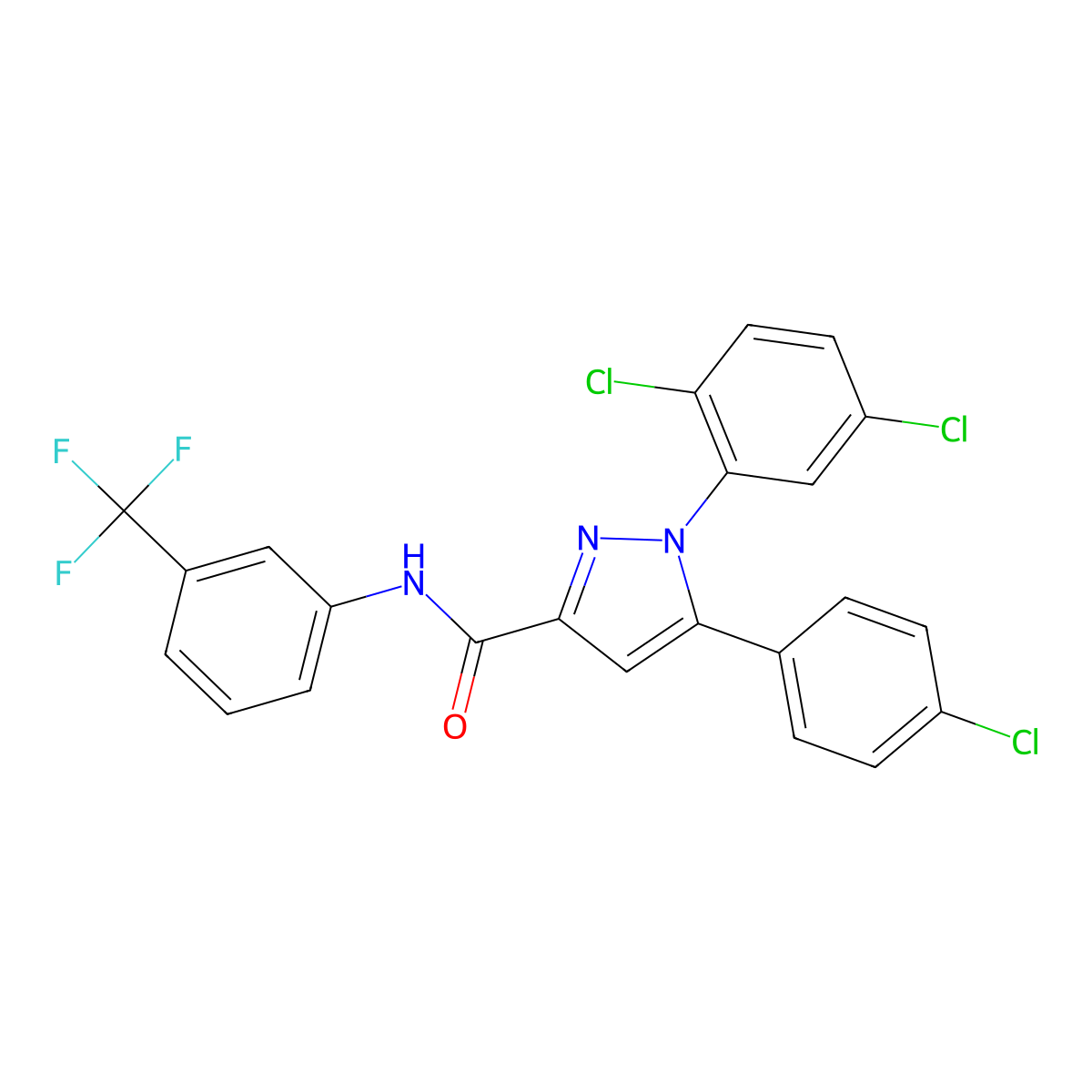 5-(4-chlorophenyl)-1-(2,5-dichlorophenyl)-N-[3-(trifluoromethyl)phenyl]-1H-pyrazole-3-carboxamide molecular structure, CAS 477712-37-1