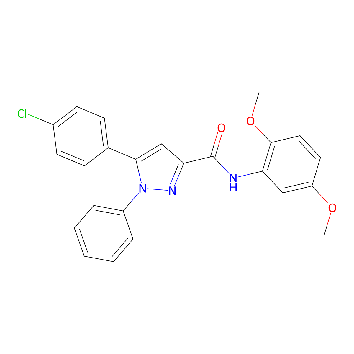 5-(4-chlorophenyl)-N-(2,5-dimethoxyphenyl)-1-phenyl-1H-pyrazole-3-carboxamide molecular structure, CAS 477712-41-7