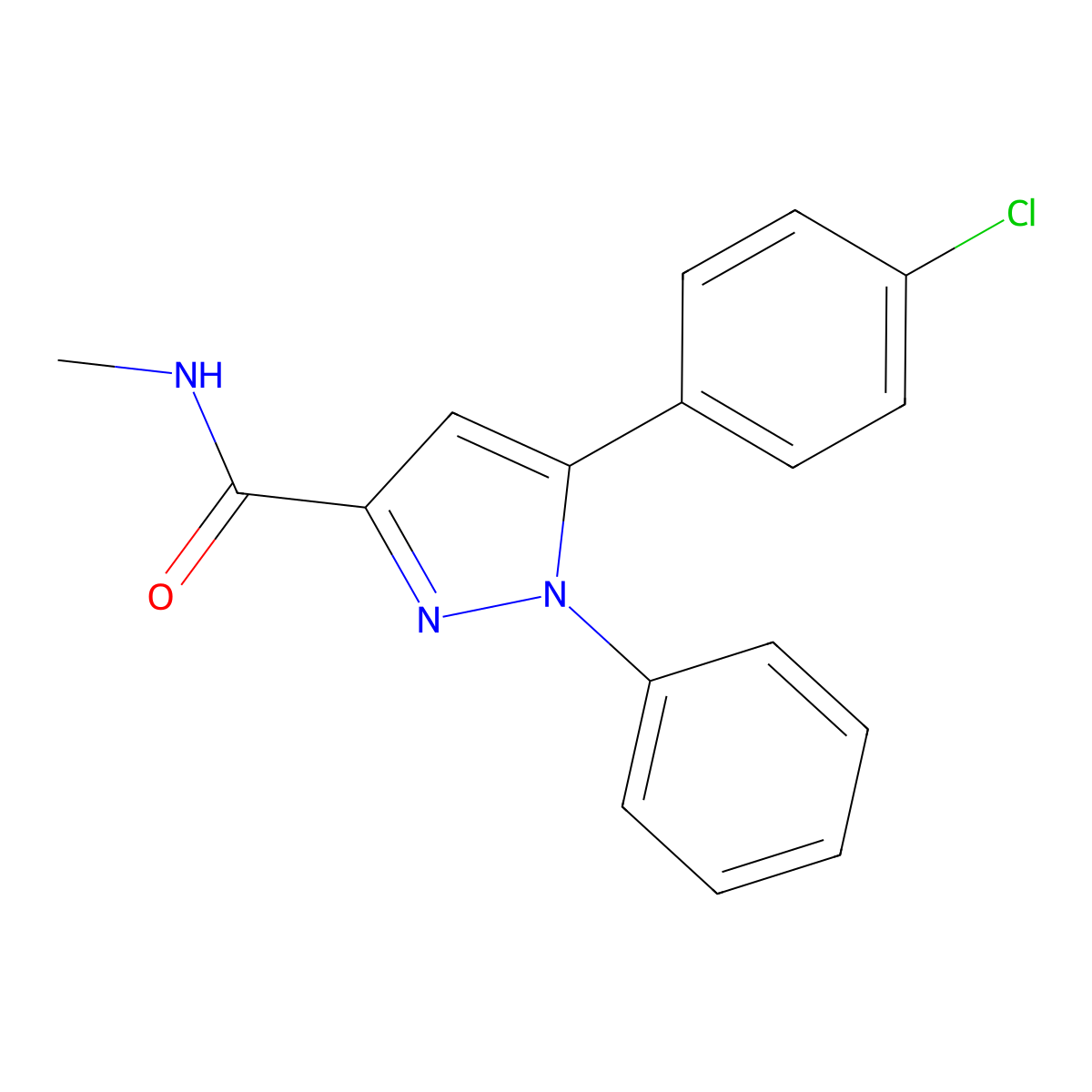 5-(4-chlorophenyl)-N-methyl-1-phenyl-1H-pyrazole-3-carboxamide molecular structure, CAS 477712-42-8