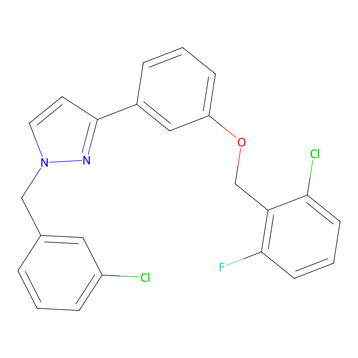 1-(3-chlorobenzyl)-3-{3-[(2-chloro-6-fluorobenzyl)oxy]phenyl}-1H-pyrazole molecular structure, CAS 477712-58-6