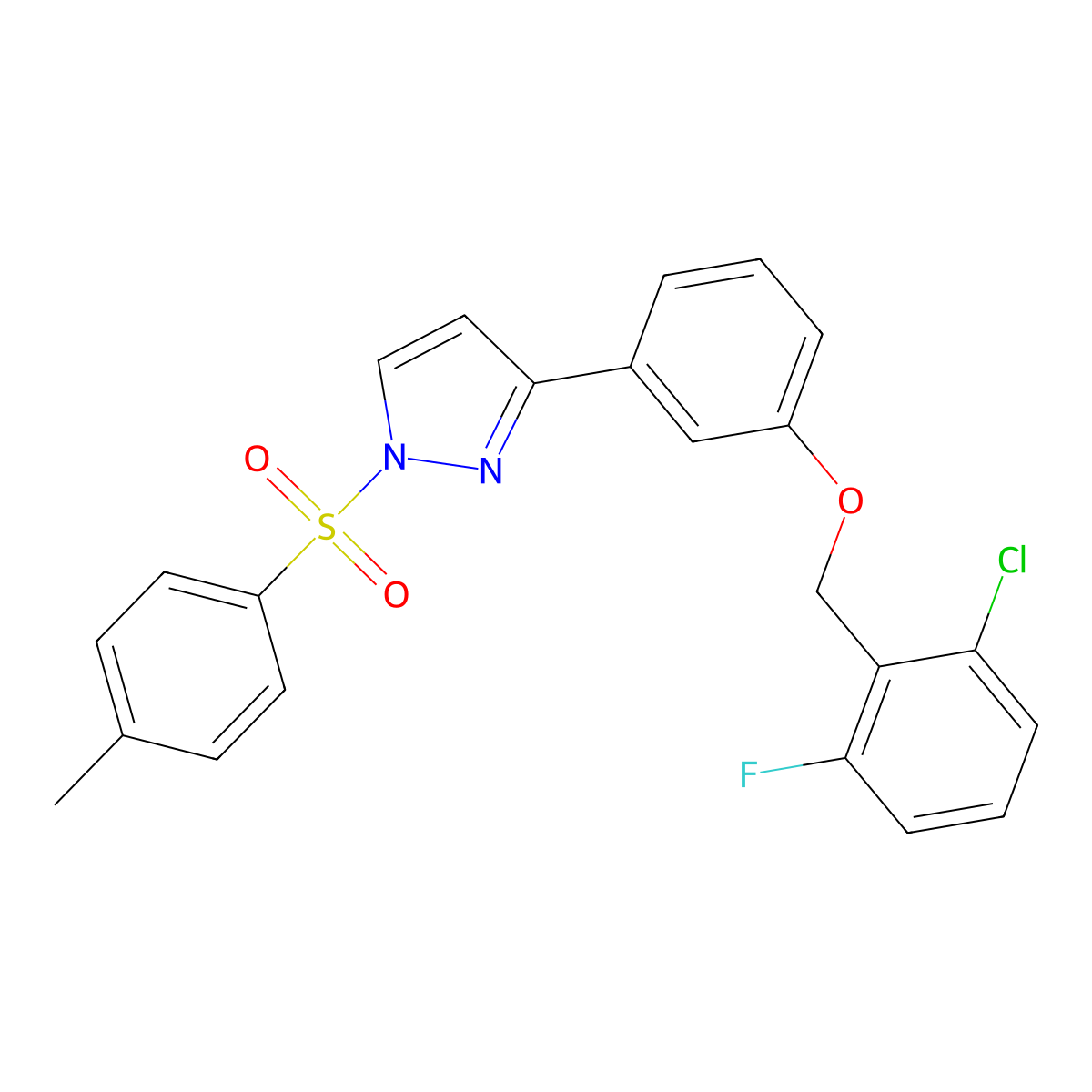 3-{3-[(2-chloro-6-fluorobenzyl)oxy]phenyl}-1-[(4-methylphenyl)sulfonyl]-1H-pyrazole molecular structure, CAS 477712-64-4
