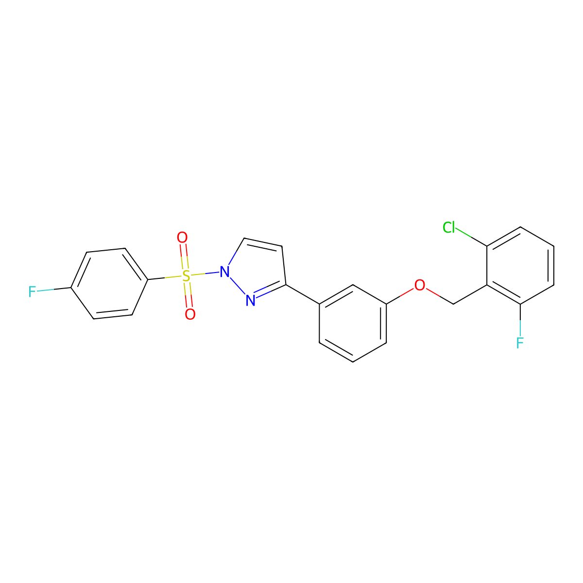 3-{3-[(2-chloro-6-fluorobenzyl)oxy]phenyl}-1-[(4-fluorophenyl)sulfonyl]-1H-pyrazole molecular structure, CAS 477712-71-3