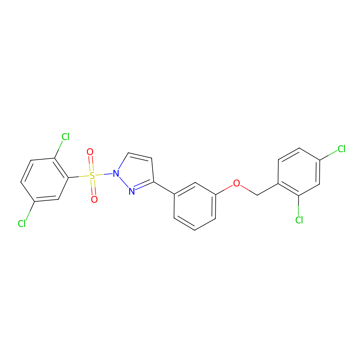 3-{3-[(2,4-dichlorobenzyl)oxy]phenyl}-1-[(2,5-dichlorophenyl)sulfonyl]-1H-pyrazole molecular structure, CAS 477712-72-4